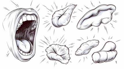 Open mouth and lips anatomy illustration