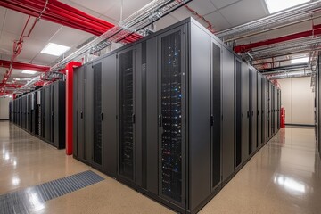 Modern server room featuring advanced technology and organized cabling for efficient data management