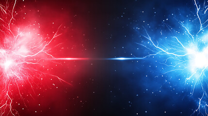 Red Versus Blue Abstract Lightning Clash Energy Particles Background Sci Fi High Tech Futuristic Style