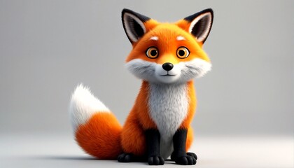 Obraz premium A cartoon-style illustration of a fox with its head turned to the side and looking back over its shoulder.
