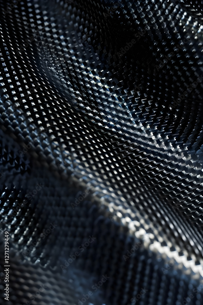 Poster close-up view of textured fabric showcasing intricate patterns and reflective surfaces