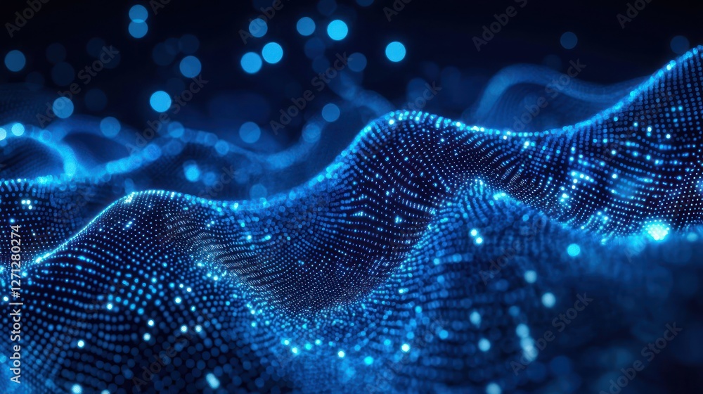 Aufkleber abstract blue digital wave: a mesmerizing visual representation of data flow and digital energy.