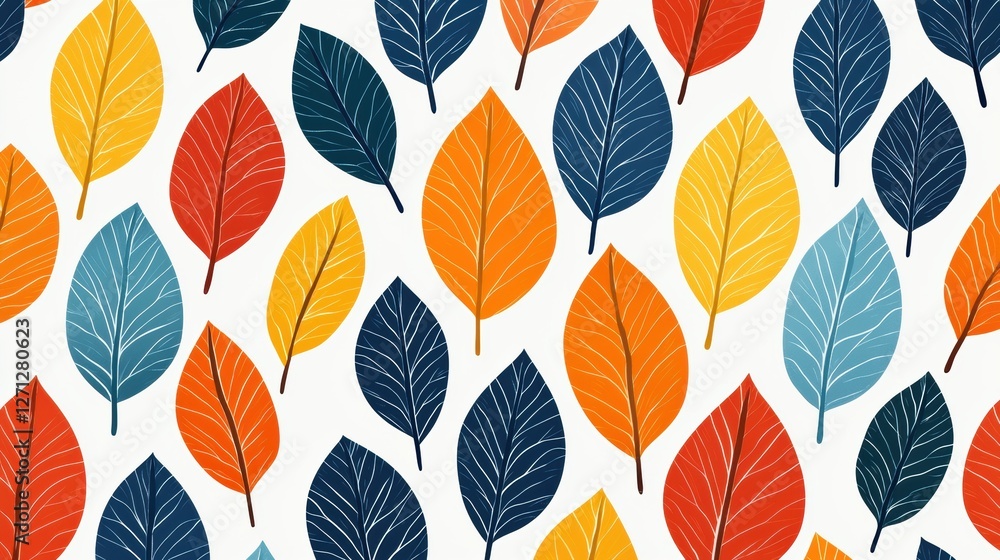 Poster background pattern leaf concept. colorful autumn leaf pattern with vibrant botanical design