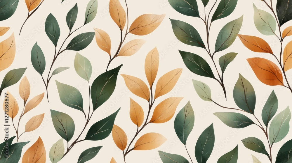Poster background pattern leaf concept. delicate botanical foliage pattern with vibrant vines and leaves