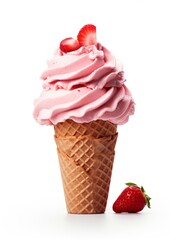 Delicious strawberry ice cream cone