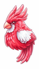 Obraz premium Pink parrot illustration, perched, white background, children's book