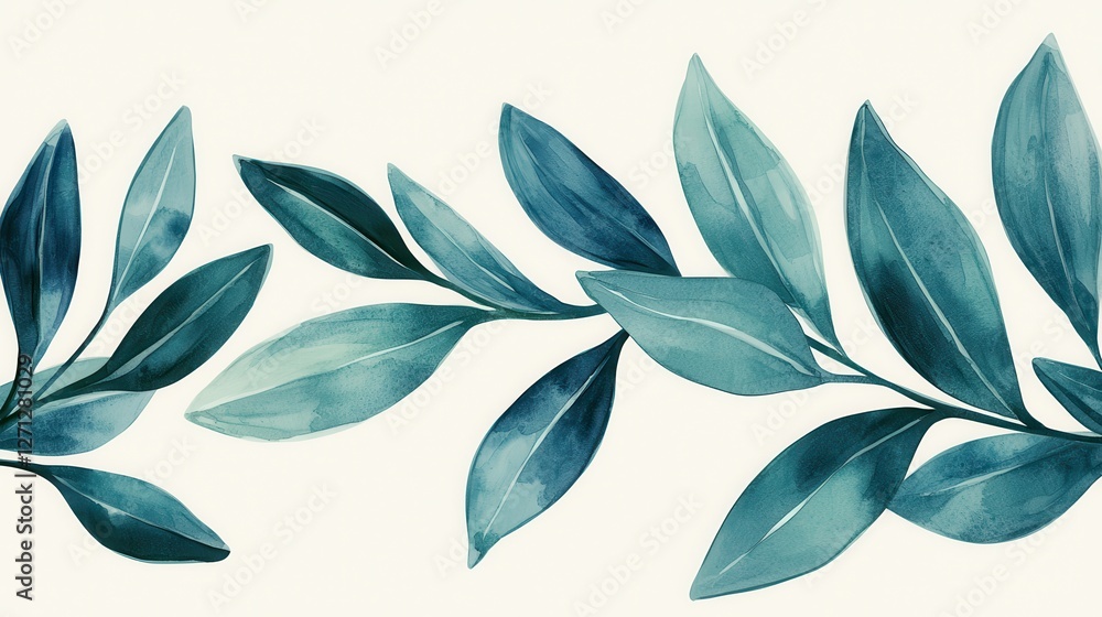 Poster background pattern leaf concept. delicate leafy branches with soft watercolor design on light backgr