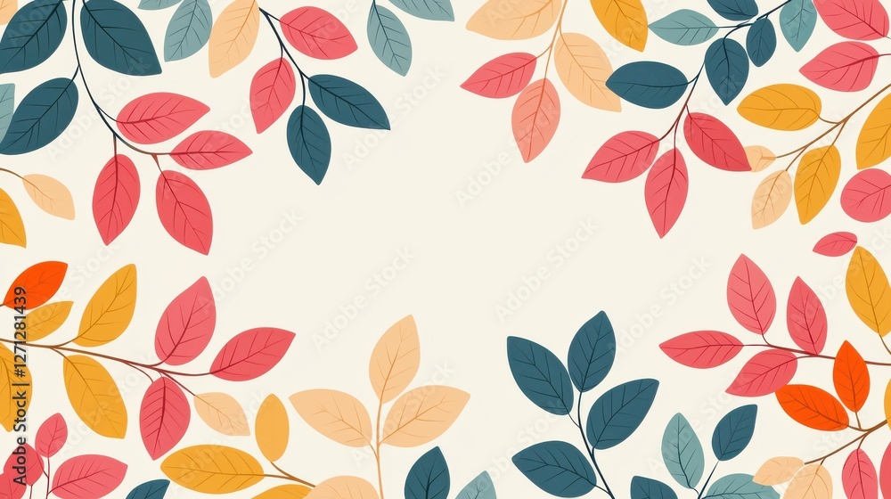 Poster background pattern leaf concept. leaf patterns in soft pastel tones forming a stylized floral backgr