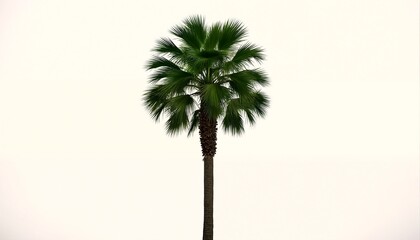 A tall palm tree against an off-white background.