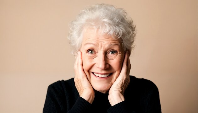 A portrait of an elderly woman posing for a photograph.
