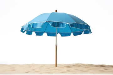 Obraz premium Blue beach umbrella on sand