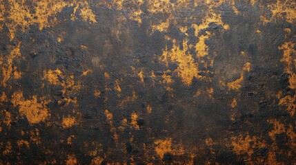 Aged blackened iron background with industrial wear, corrosion stains, and scratched metal textures.
