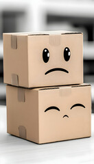 Obraz premium Sad cardboard boxes warehouse background delivery