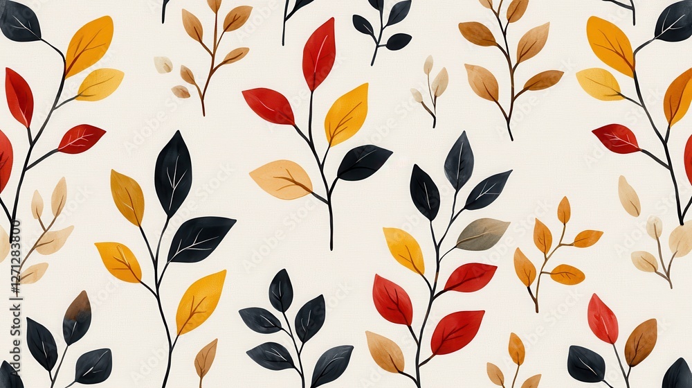 Poster background pattern leaf concept. vibrant autumn leaves botanical pattern in rustic nature design