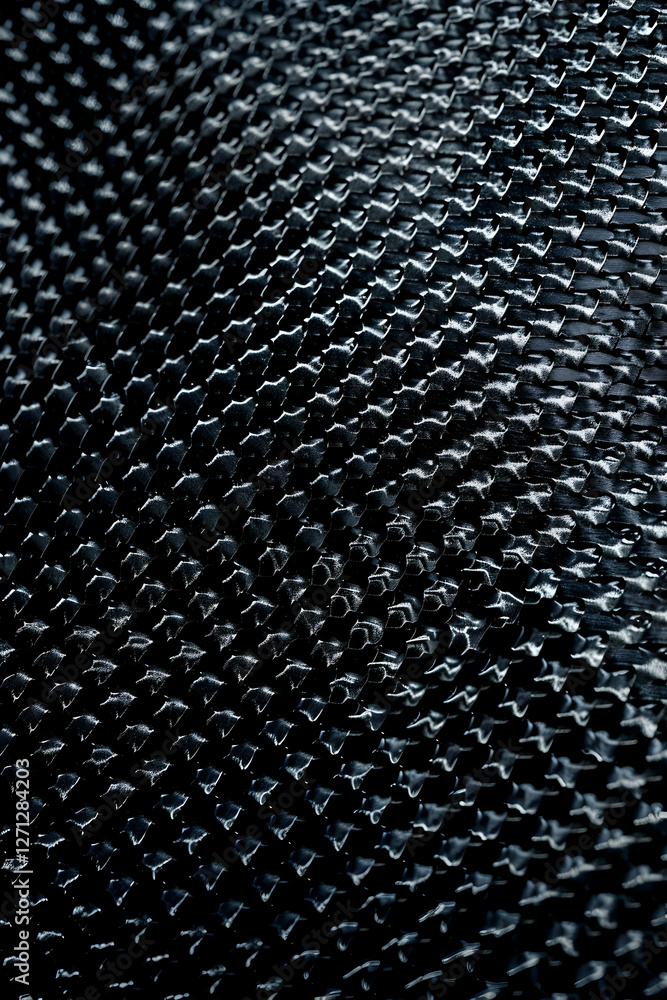 Poster close-up of textured black fabric showcasing intricate patterns and depth in design