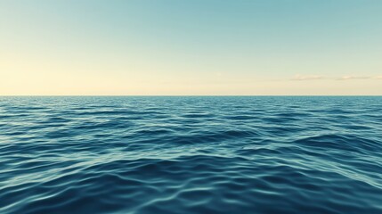 Obraz premium A peaceful ocean view, soft ripples on the water's surface with the horizon in the distance, perfect for copy or design.