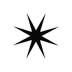 Black Star, Twinkling stars, Sparkles, Shining burst, Sun, Moon phase. Vector star on white background