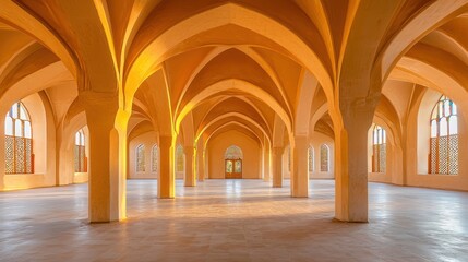Obraz premium Golden Hour in the Grand Hall: Architectural Marvel