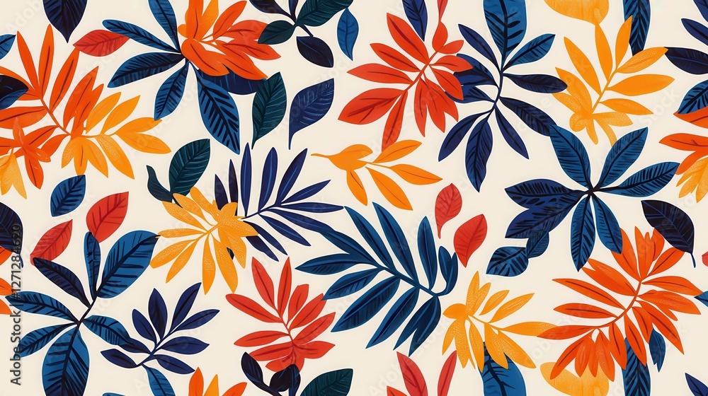 Aufkleber background pattern leaf concept. vibrant tropical foliage with bold overlapping leaves and layers of