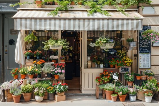 A front view of a modern and elegant flower shop blossom planter pottery.