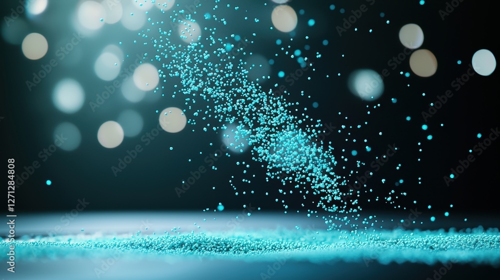 Aufkleber glowing particles swirling and colliding in a chaotic yet mesmerizing dance, representing the flow o