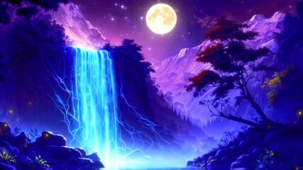 waterfall in the mountains during spring