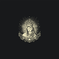 Mary the blessed virgin design vector template logo t-shirt illustration
