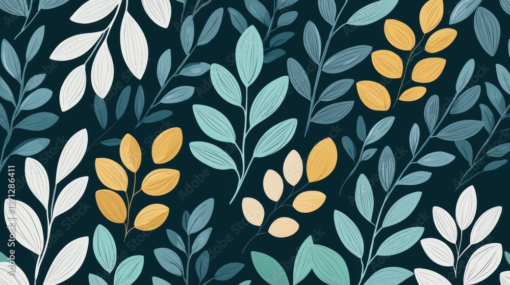 Poster background pattern leaf concept. whimsical leafy vines with earthy green botanical pattern design