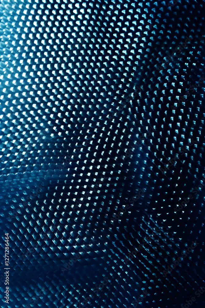 Poster abstract textured background featuring a blue mesh pattern with light reflections and depth