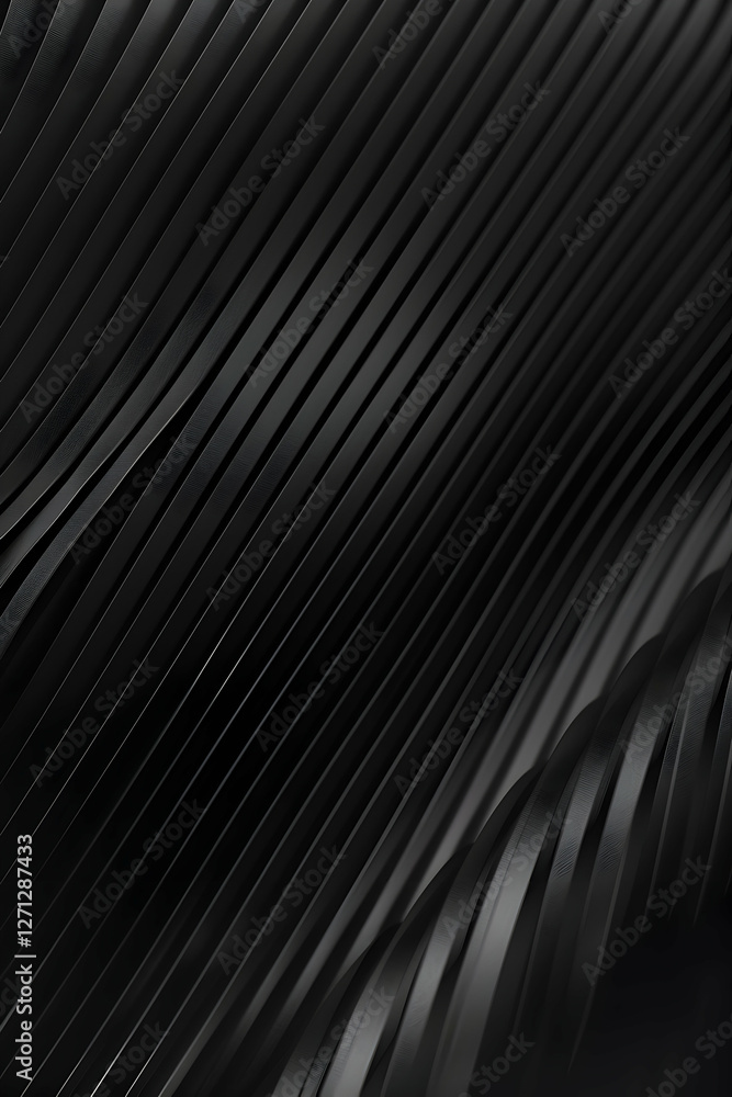 Poster abstract black wave pattern with smooth curves creating a sense of depth and motion
