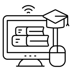 A flat design icon of online library