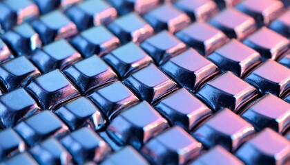 Obraz premium Close-up of a metal surface with small square shapes.