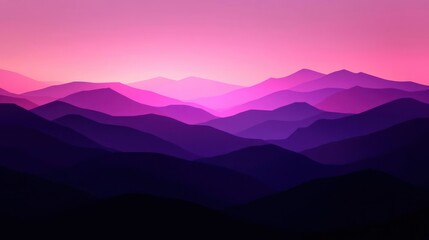 Fototapeta premium Pink and Purple Mountain Silhouette at Sunset