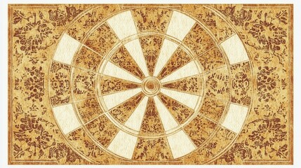 Weathered Beige Dartboard with Off White Segments on Textured Background