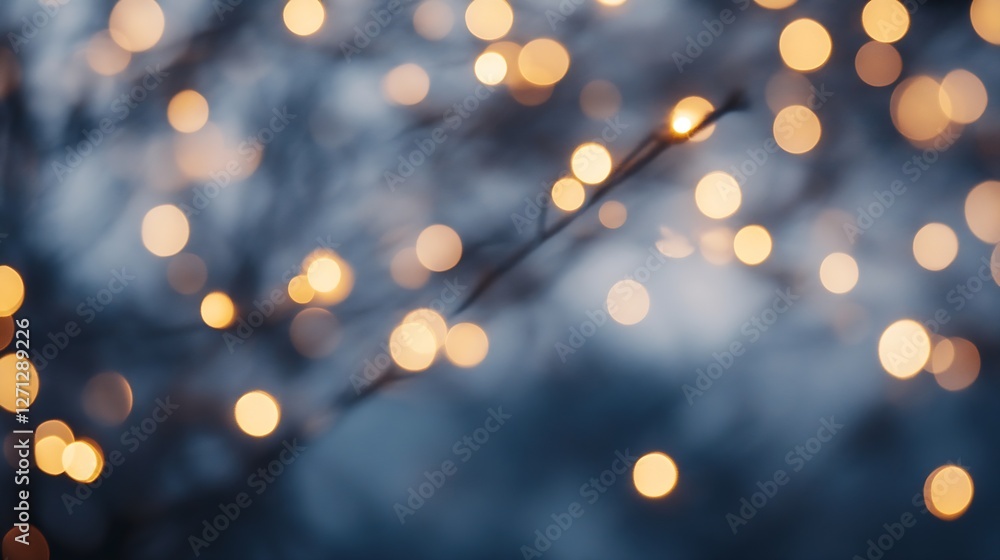 Poster softly blurred twinkling lights creating a dreamy bokeh effect in the evening for a festive look : g