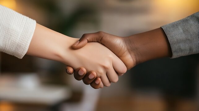 Two hands coming together in a strong handshake symbolizing partnership and collaboration : Generative AI