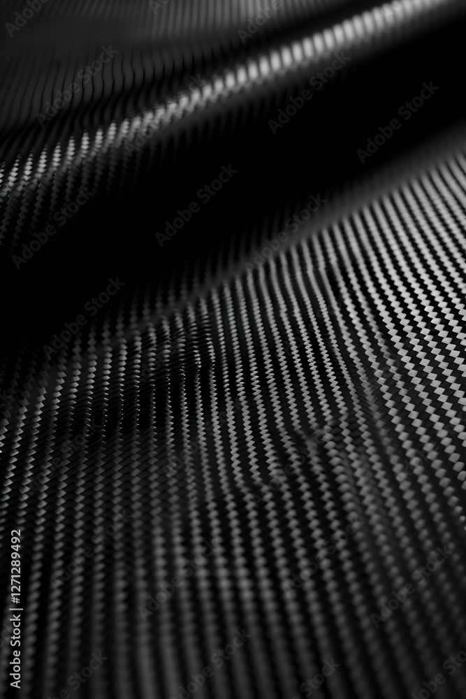 Poster close-up of textured black fabric with subtle wave patterns, ideal for design backgrounds