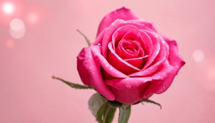 Fototapeta premium Two pink roses on a pink background.