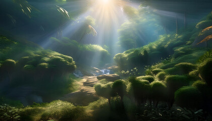 sun rays in the forest