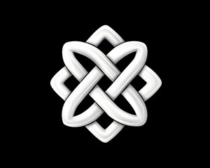 White knot design on black background, graphic element for website or print