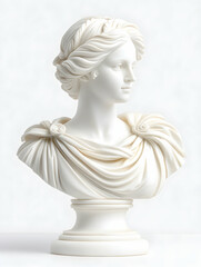 Naklejka premium White marble bust, classical style, studio shot, serene background, art decor
