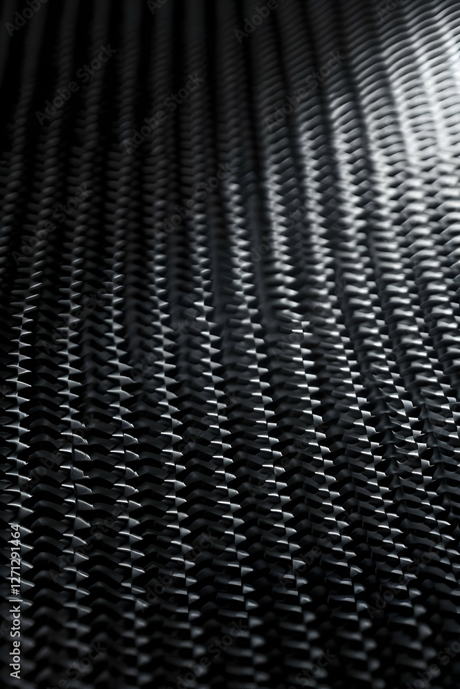 Poster close-up view of textured black surface with intricate patterns and shadows, ideal for backgrounds (