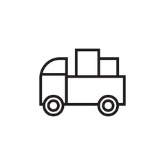 Fast shipping delivery truck outline icon in flat style. Vector line symbol.