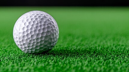 Fototapeta premium Close-Up Of A White Golf Ball Resting On Lush Green Grass Surface