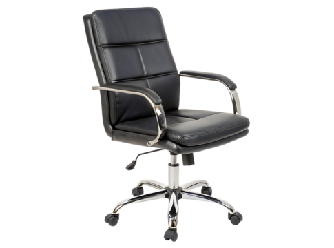 Black Leather office chair isolated PNG or JPEG Background