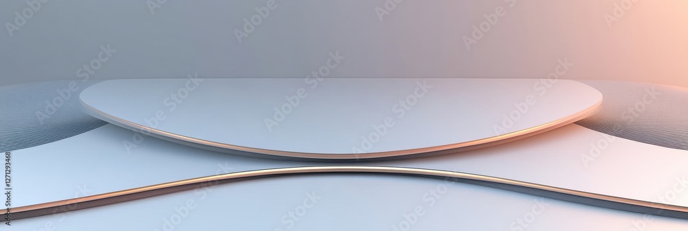 Poster abstract geometric shape with gradient light and smooth curves in minimalist design
