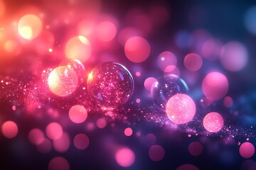 Colorful abstract background featuring glowing bubbles and soft bokeh lights in vibrant hues