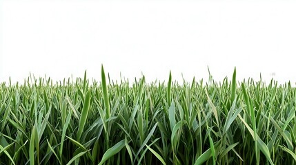 Obraz premium Vibrant Green Grass Field Against White Background