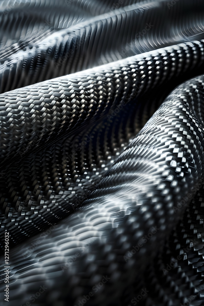 Poster close-up of textured fabric with intricate patterns and depth, showcasing light reflections