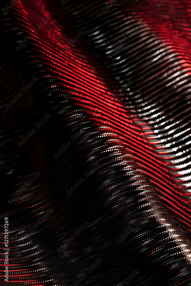 Poster abstract close-up of flowing red and black fabric textures creating a dynamic visual effect